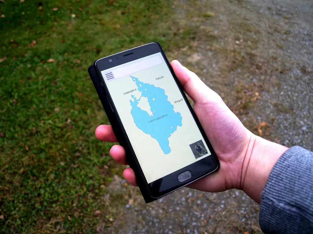 A smartphone showing a map navigation app
